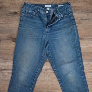 Sofia Vergara Medium Wash Skinny Jeans Raw Hem Distressed Ankle Denim